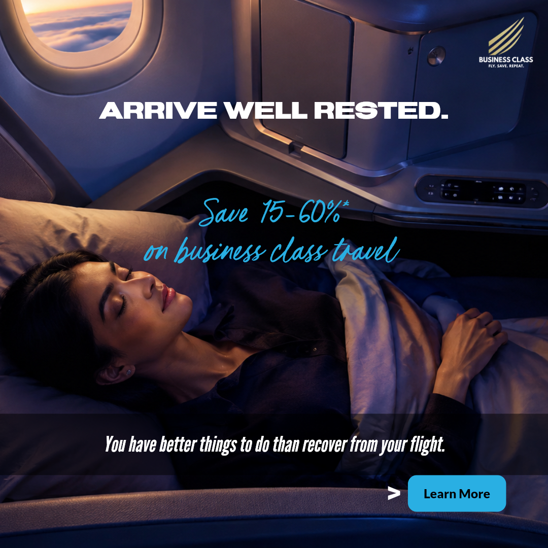 Business-Class.in: Arrive well rested. Promotional savings of 15–60% on business class travel; terms apply.